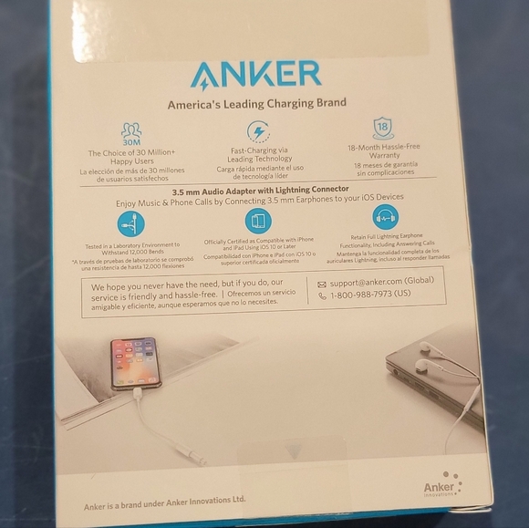 Anker 5" PowerLine Lightning to 3.5mm Audio Adapter - - Picture 2 of 3